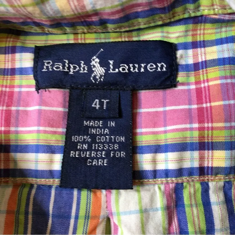 Ralph Lauren multicolor plaid long sleeve button down shirt size 4T